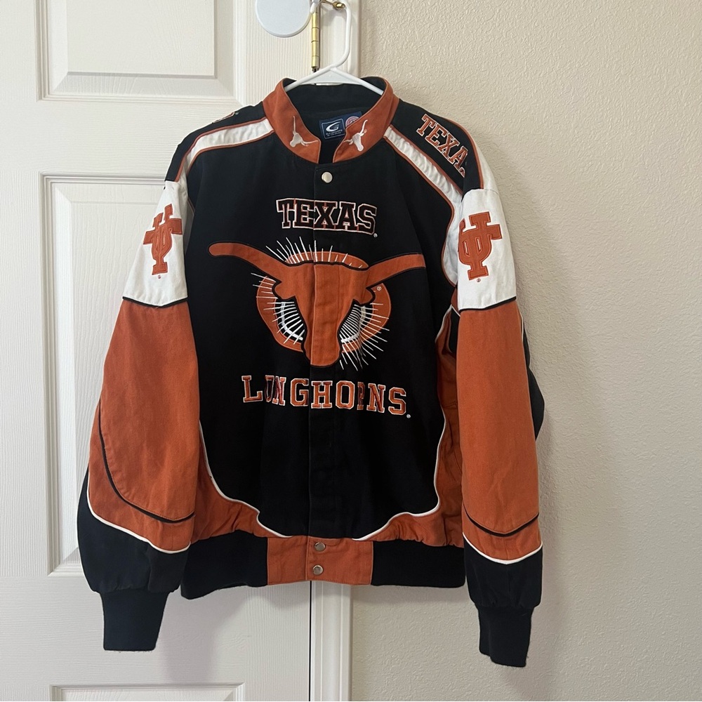 Vintage G-III Sports Texas Longhorns Embroidered Varsity Bomber Jacket Size L